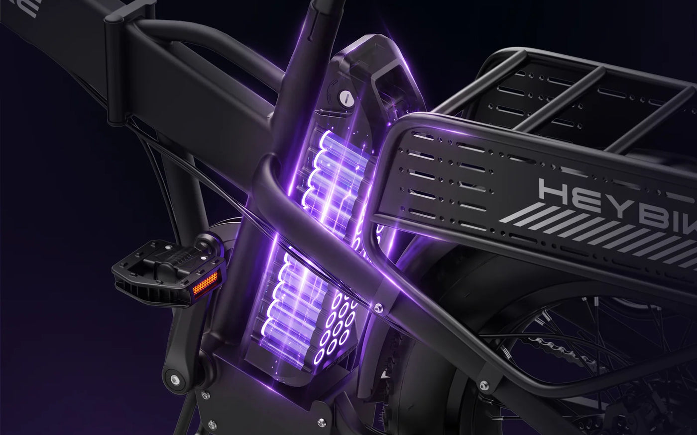 Heybike Mars 2.5 battery and folding frame